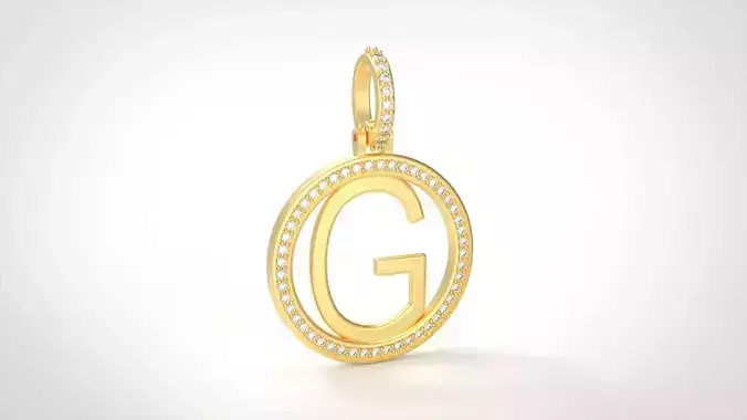 Model 476 Alphabets Necklace  The Letter G Circle Diamond 3D print model