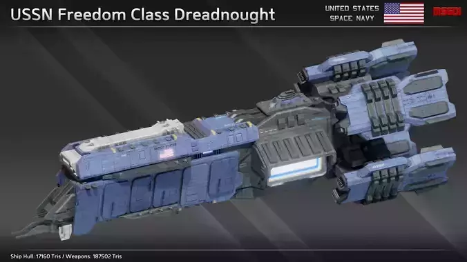 USSN Freedom Class Dreadnought Low-poly 3D model