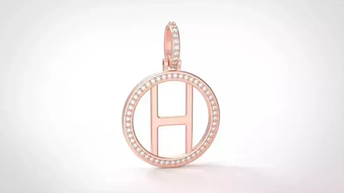 Model 477 Alphabets Necklace  The Letter H Circle Diamond 3D print model