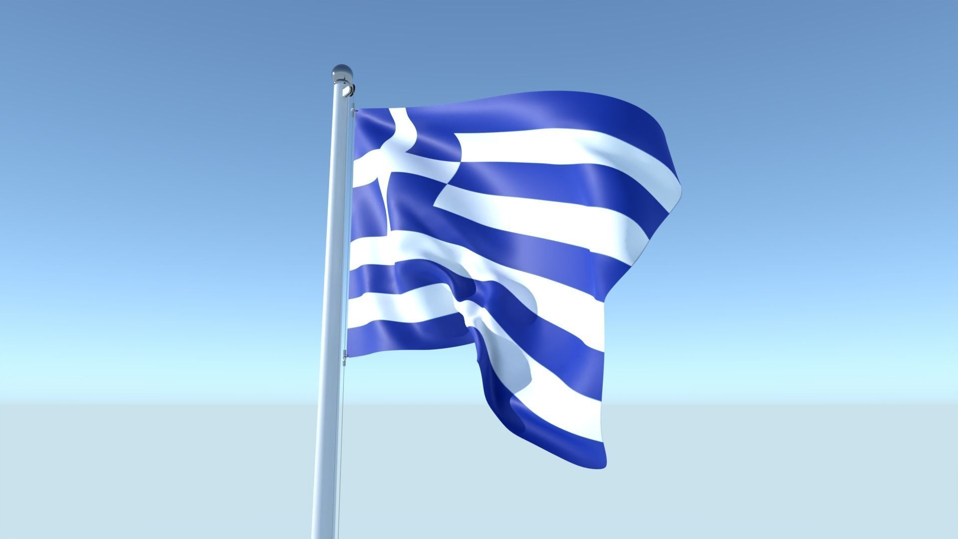 Animated Flag of Greece Low-poly 3D model_6