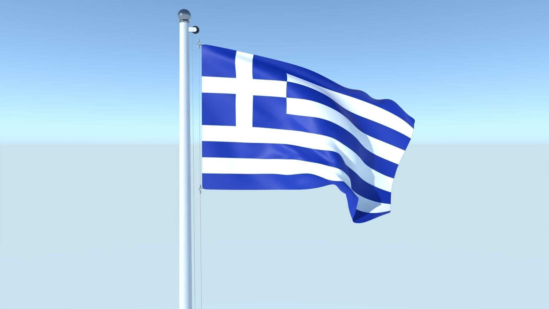 Animated Flag of Greece Low-poly 3D model_1