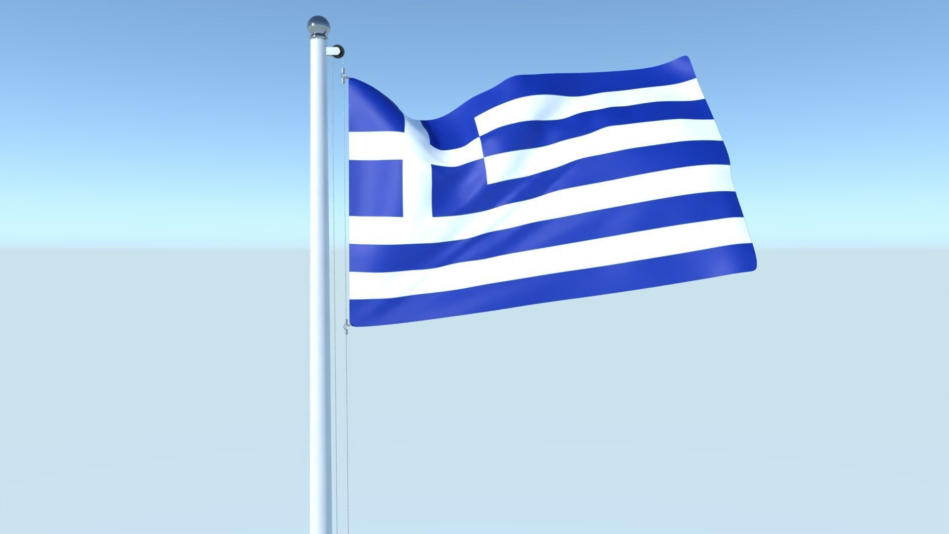 Animated Flag of Greece Low-poly 3D model_3