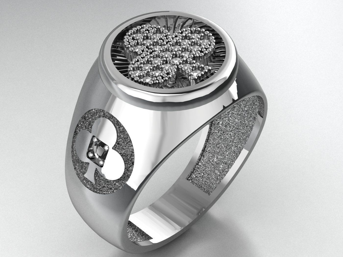 Clubs card ring 3D print model_2