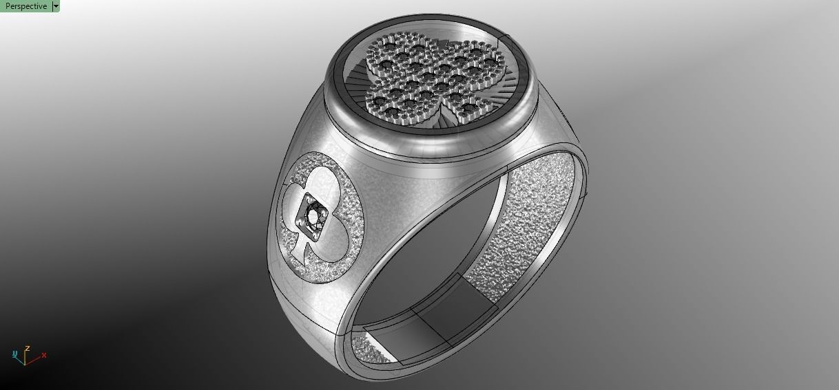 Clubs card ring 3D print model_13