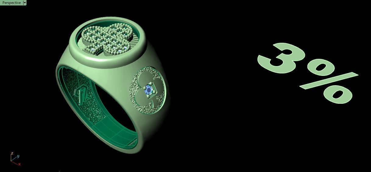 Clubs card ring 3D print model_5