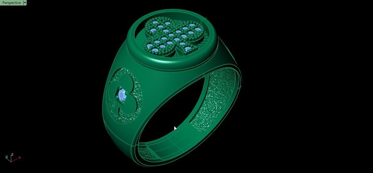 Clubs card ring 3D print model_17