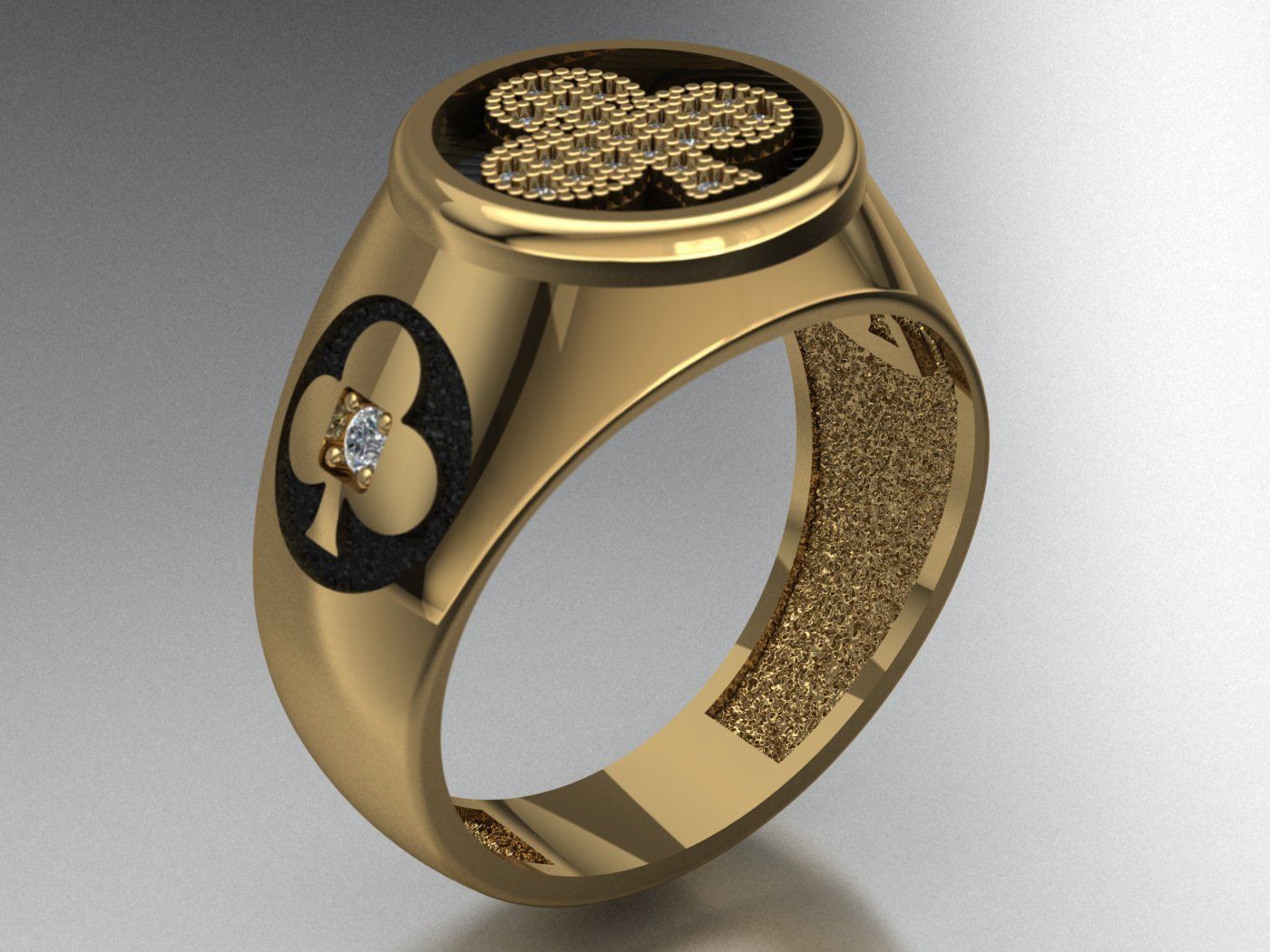 Clubs card ring 3D print model_4