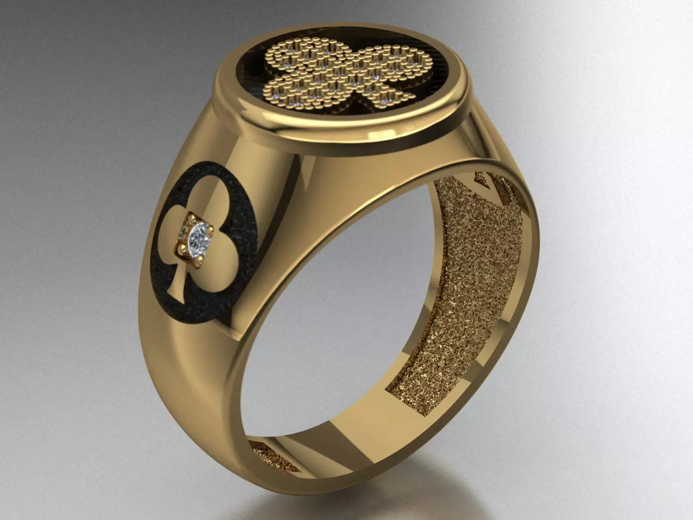 Clubs card ring 3D print model_0