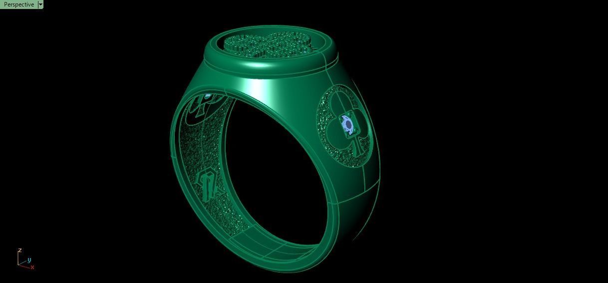 Clubs card ring 3D print model_9