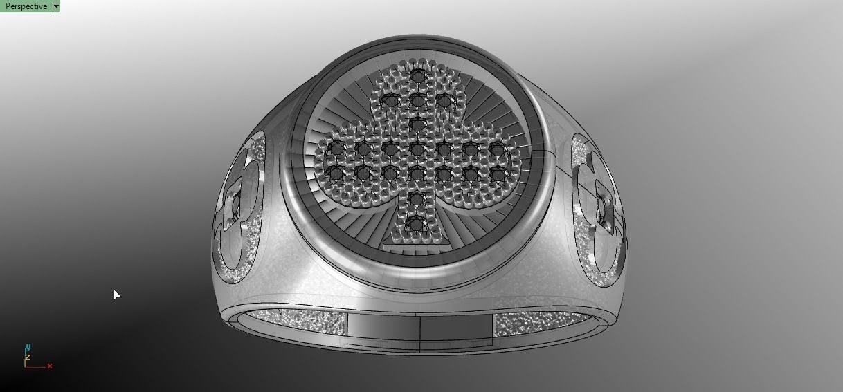 Clubs card ring 3D print model_14