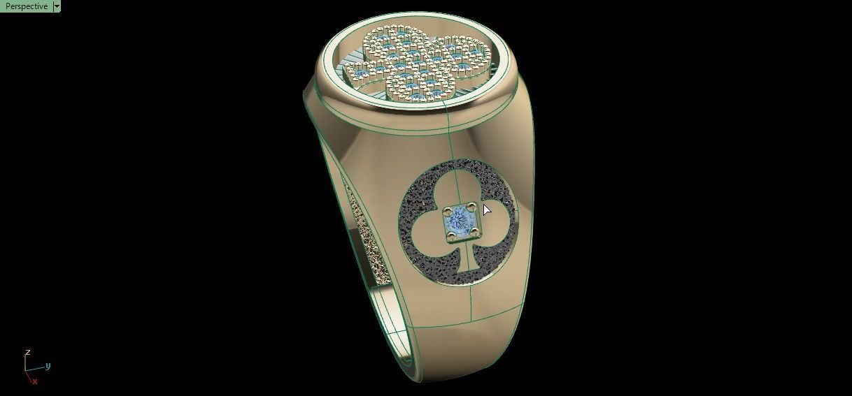 Clubs card ring 3D print model_16