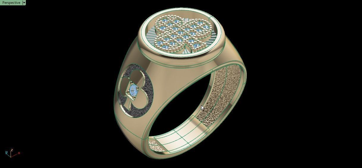 Clubs card ring 3D print model_18