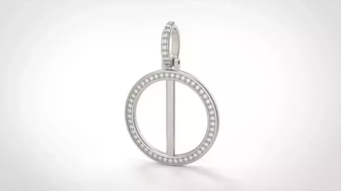 Model 478 Alphabets Necklace  The Letter I Circle Diamond 3D print model