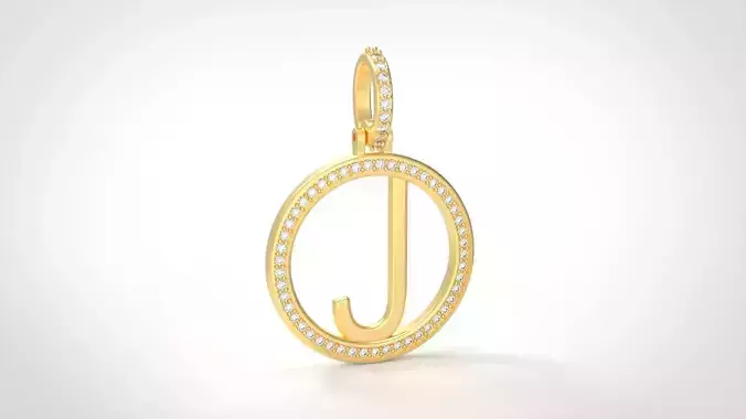 Model 479 Alphabets Necklace  The Letter J Circle Diamond 3D print model