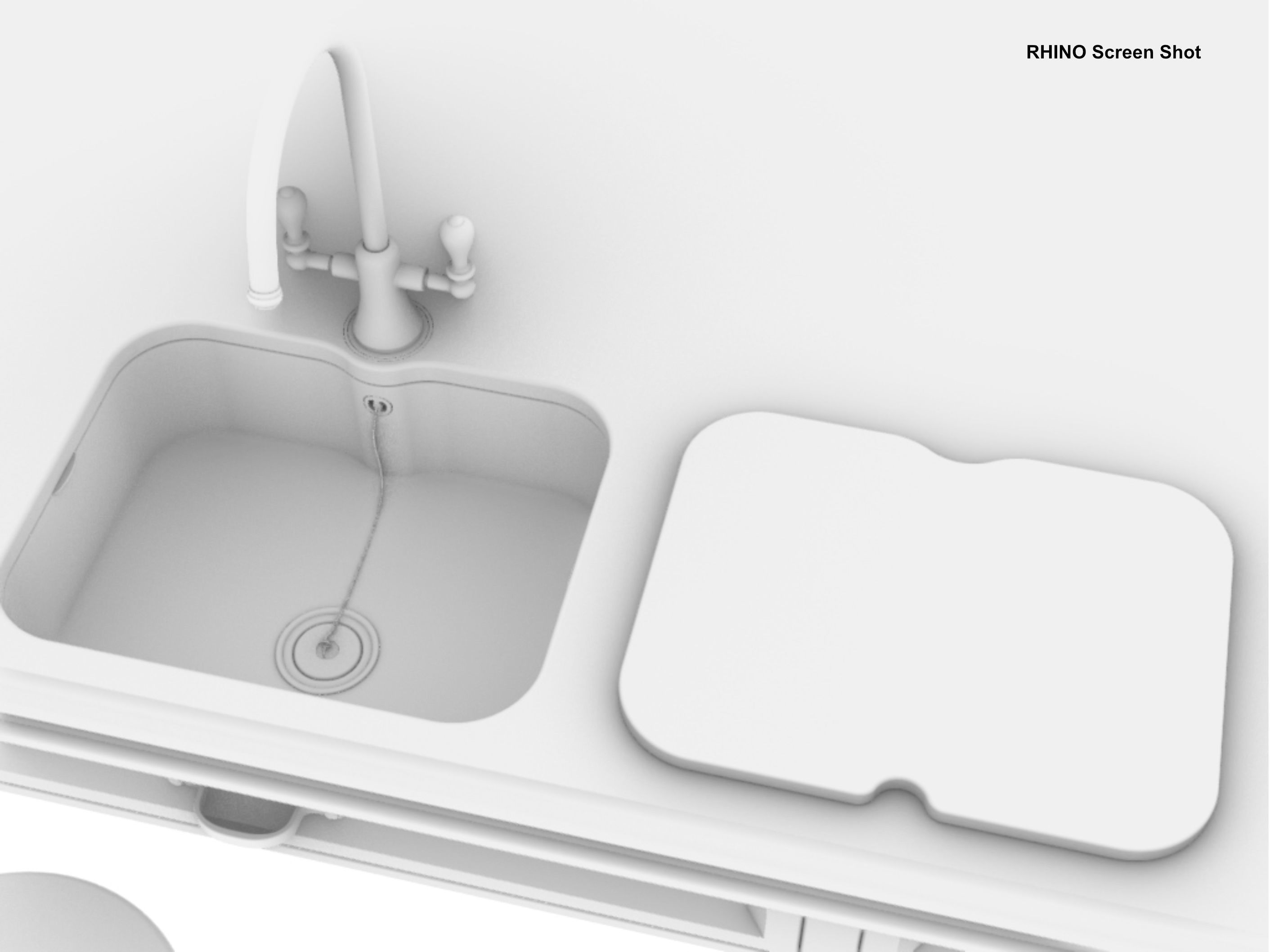 Kitchen Island With Basin Low-poly 3D model_32