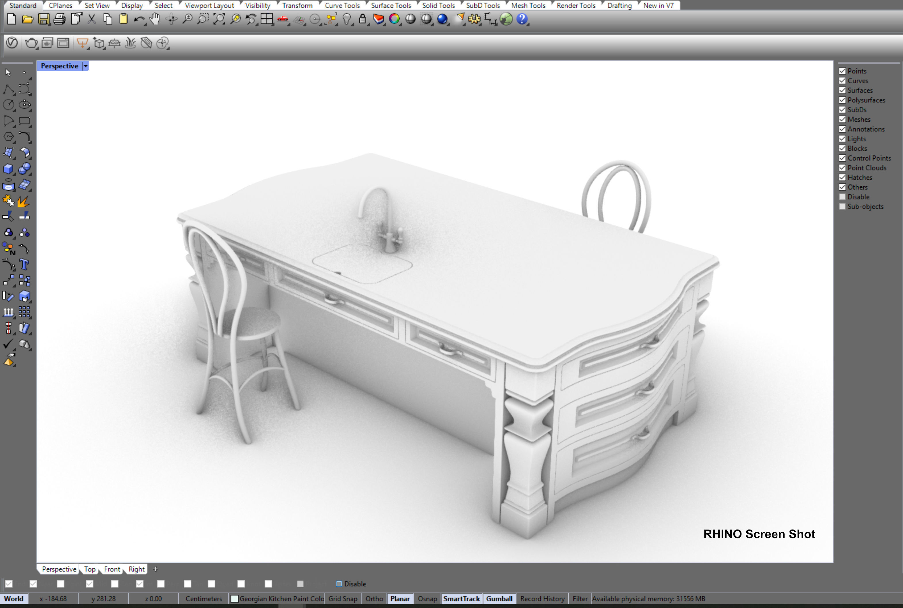 Kitchen Island With Basin Low-poly 3D model_34