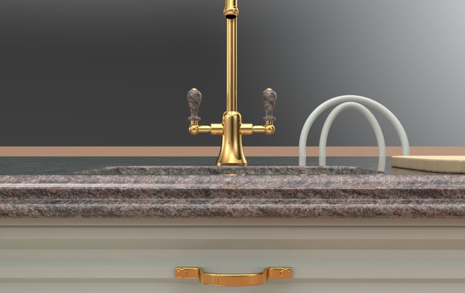 Kitchen Island With Basin Low-poly 3D model_14