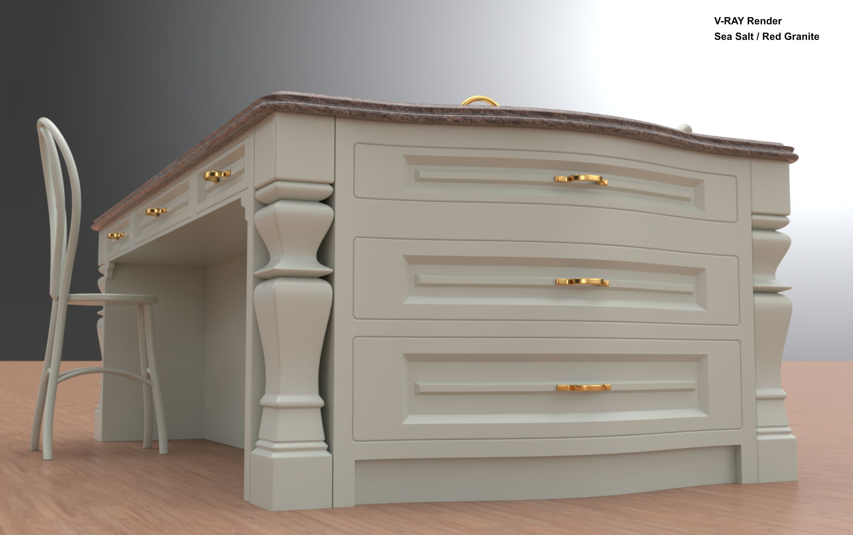 Kitchen Island With Basin Low-poly 3D model_25