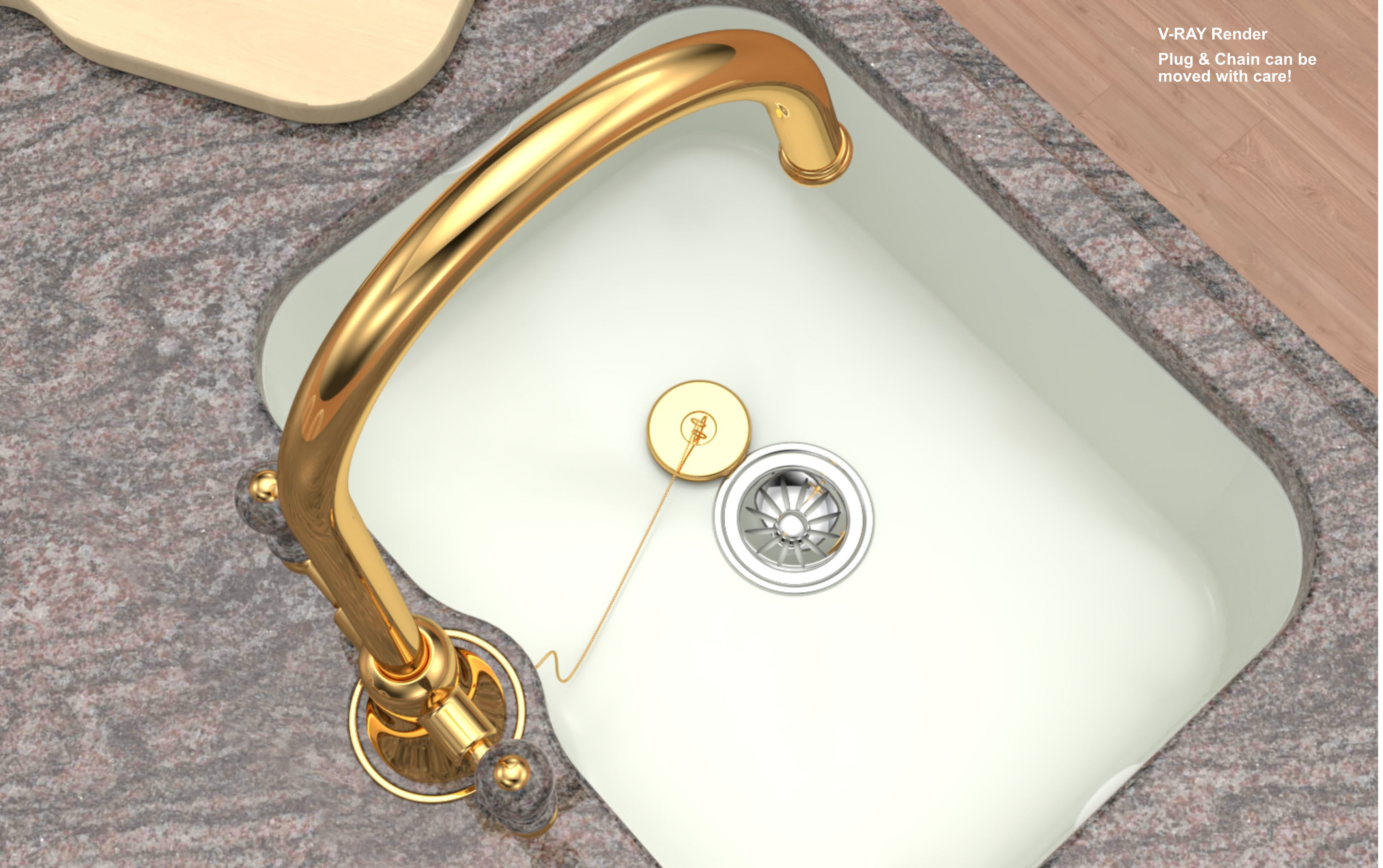 Kitchen Island With Basin Low-poly 3D model_7