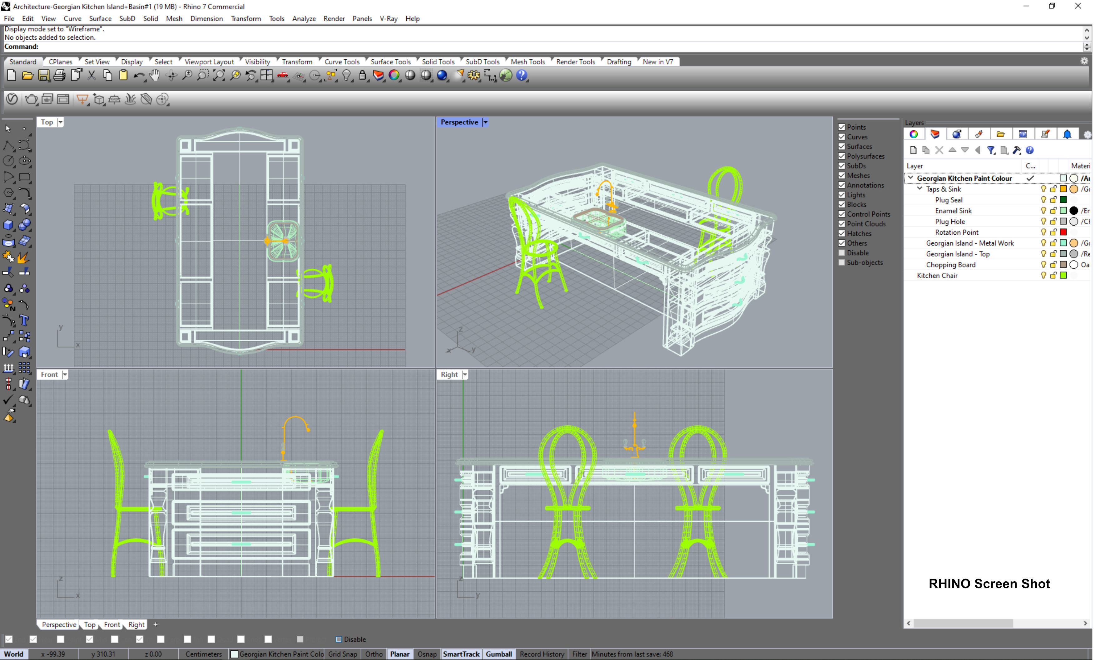 Kitchen Island With Basin Low-poly 3D model_28