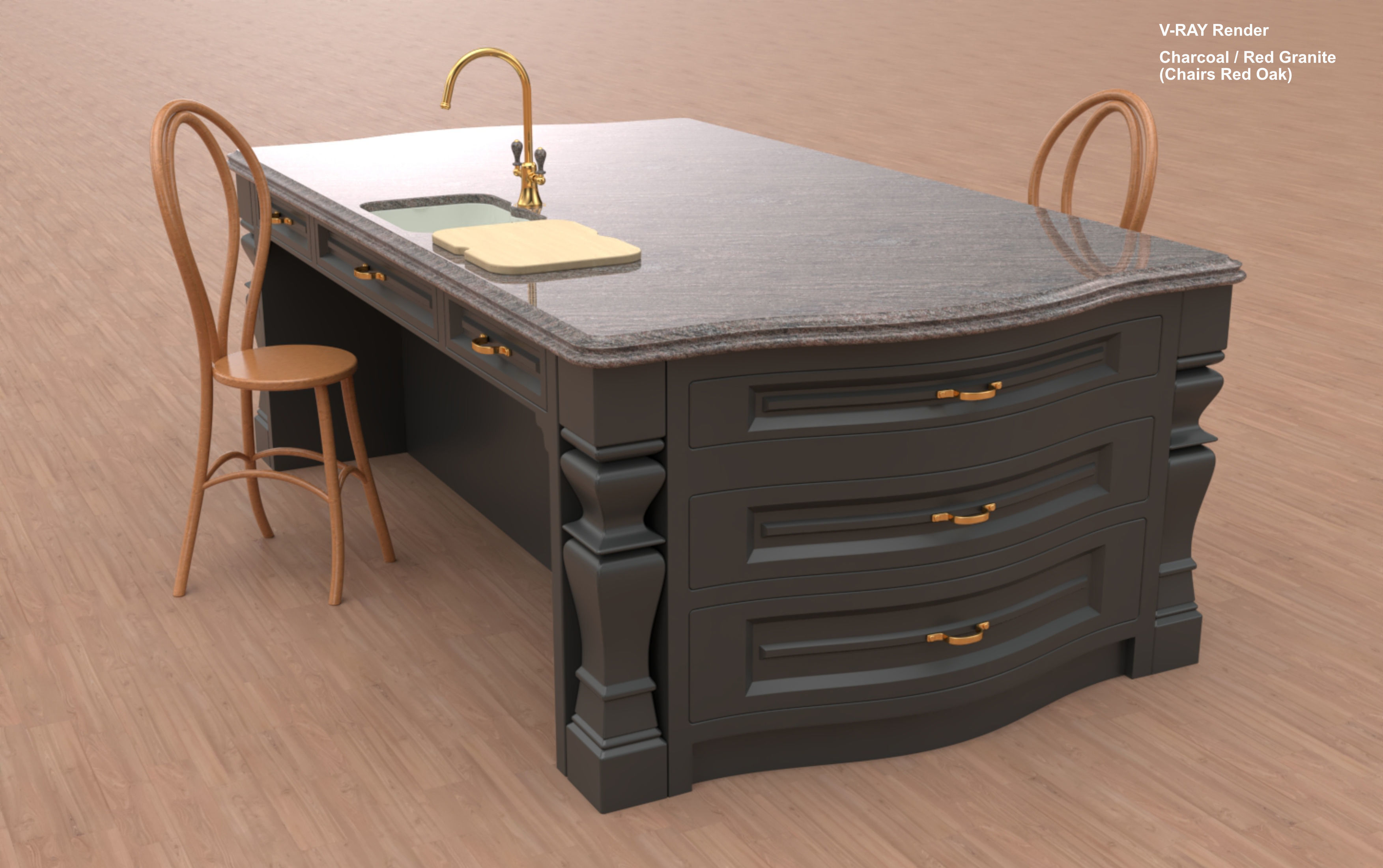Kitchen Island With Basin Low-poly 3D model_20