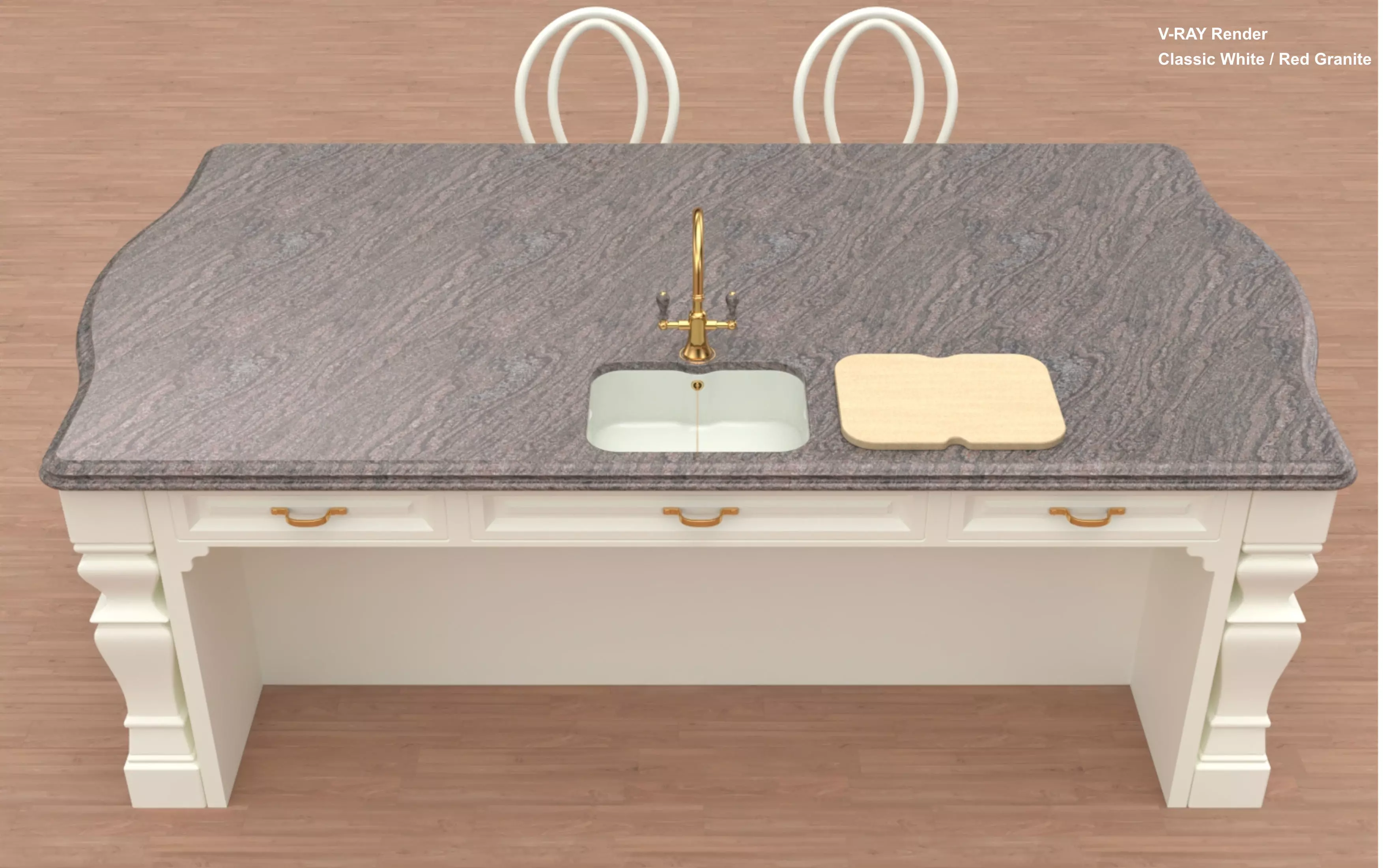 Kitchen Island With Basin Low-poly 3D model_0