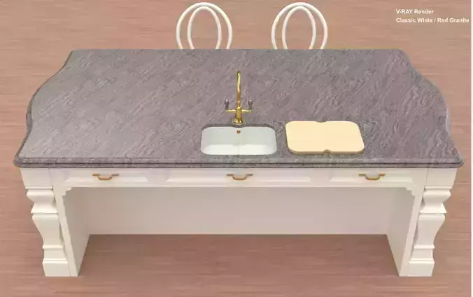 Kitchen Island With Basin Low-poly 3D model