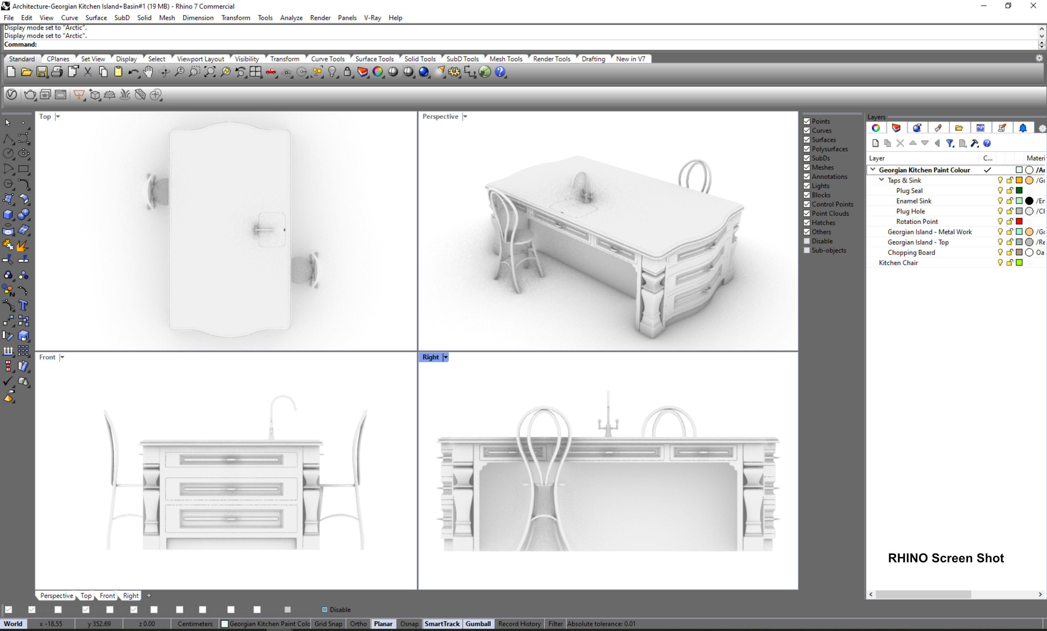 Kitchen Island With Basin Low-poly 3D model_35