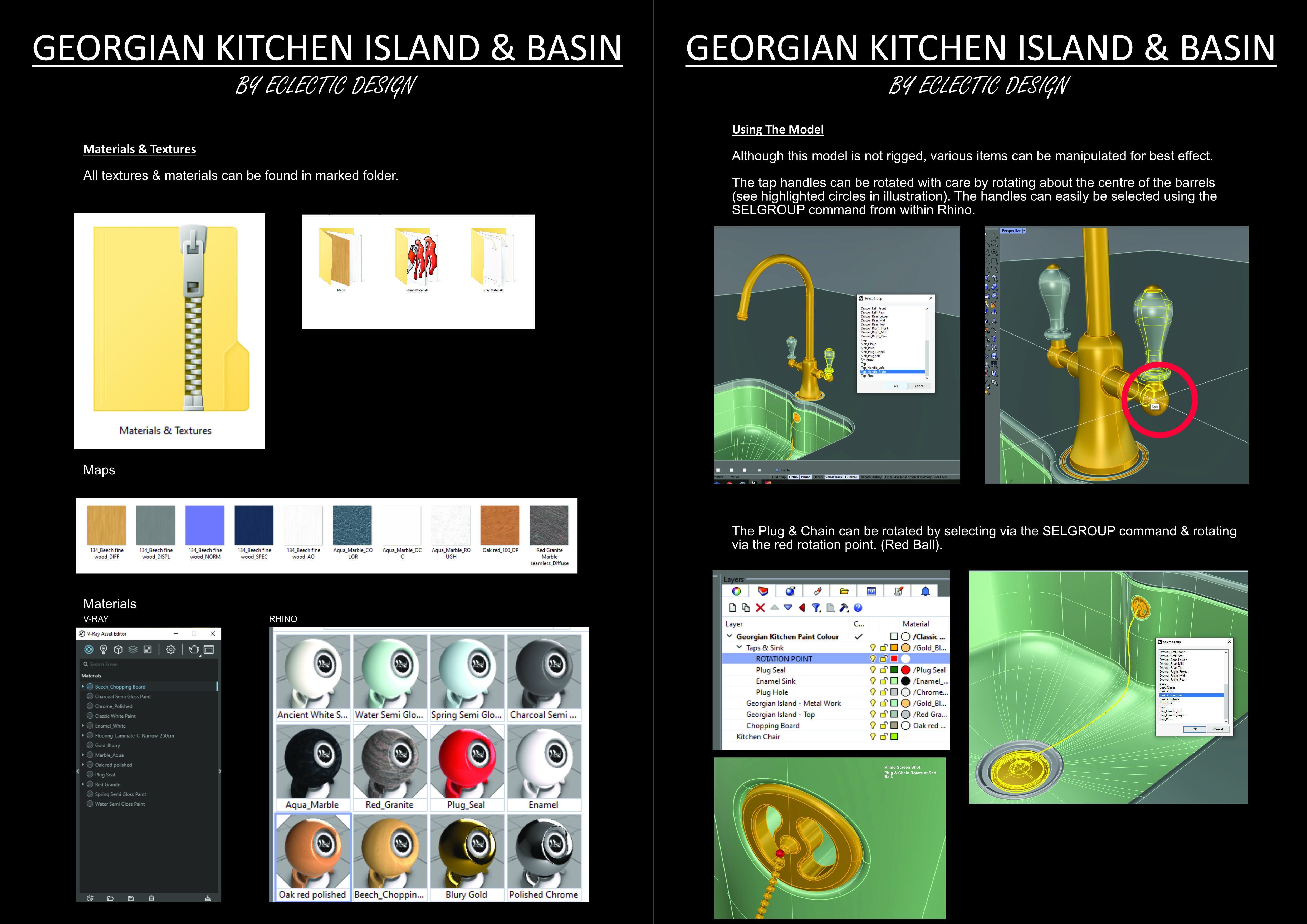Kitchen Island With Basin Low-poly 3D model_47
