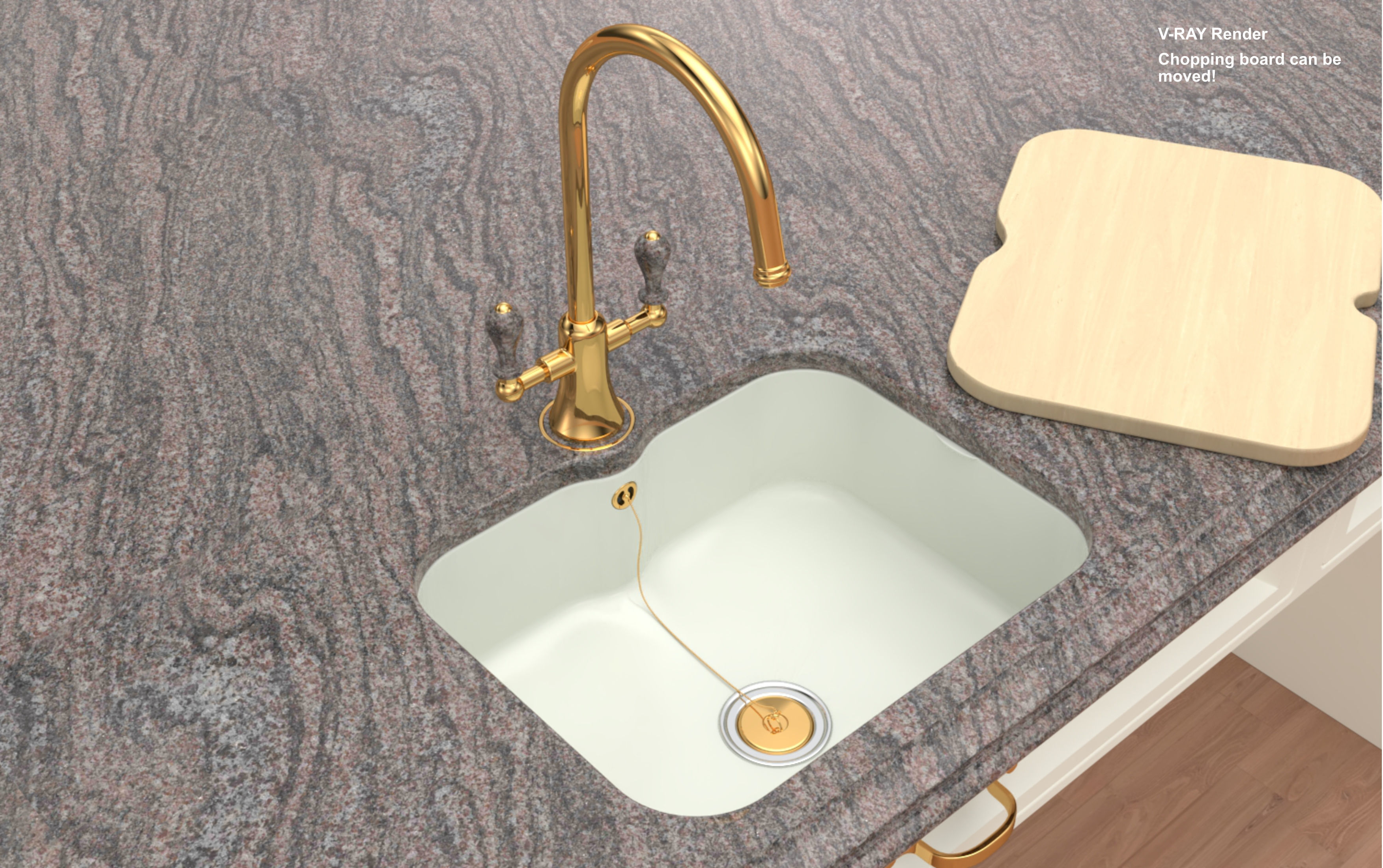 Kitchen Island With Basin Low-poly 3D model_5