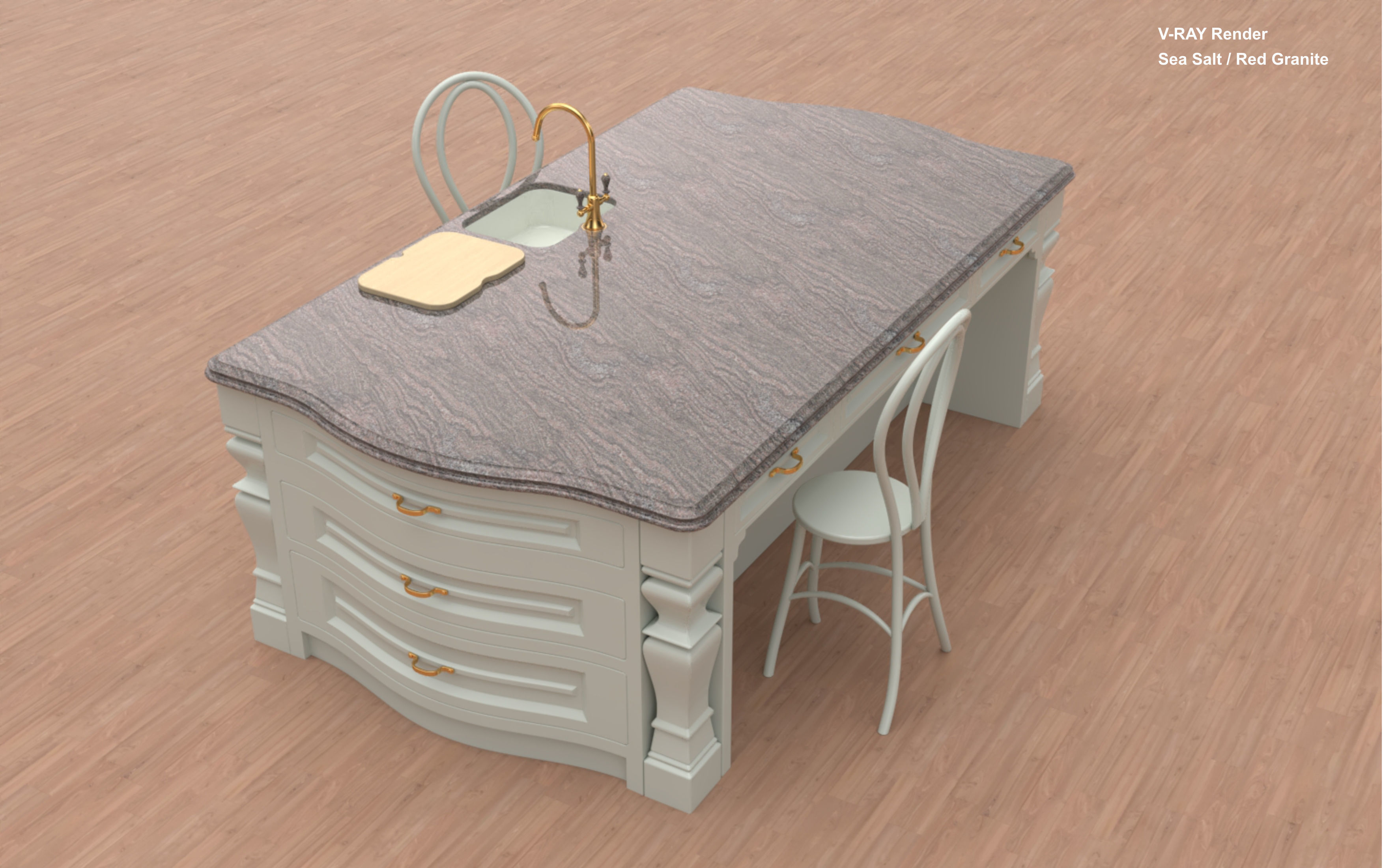 Kitchen Island With Basin Low-poly 3D model_26