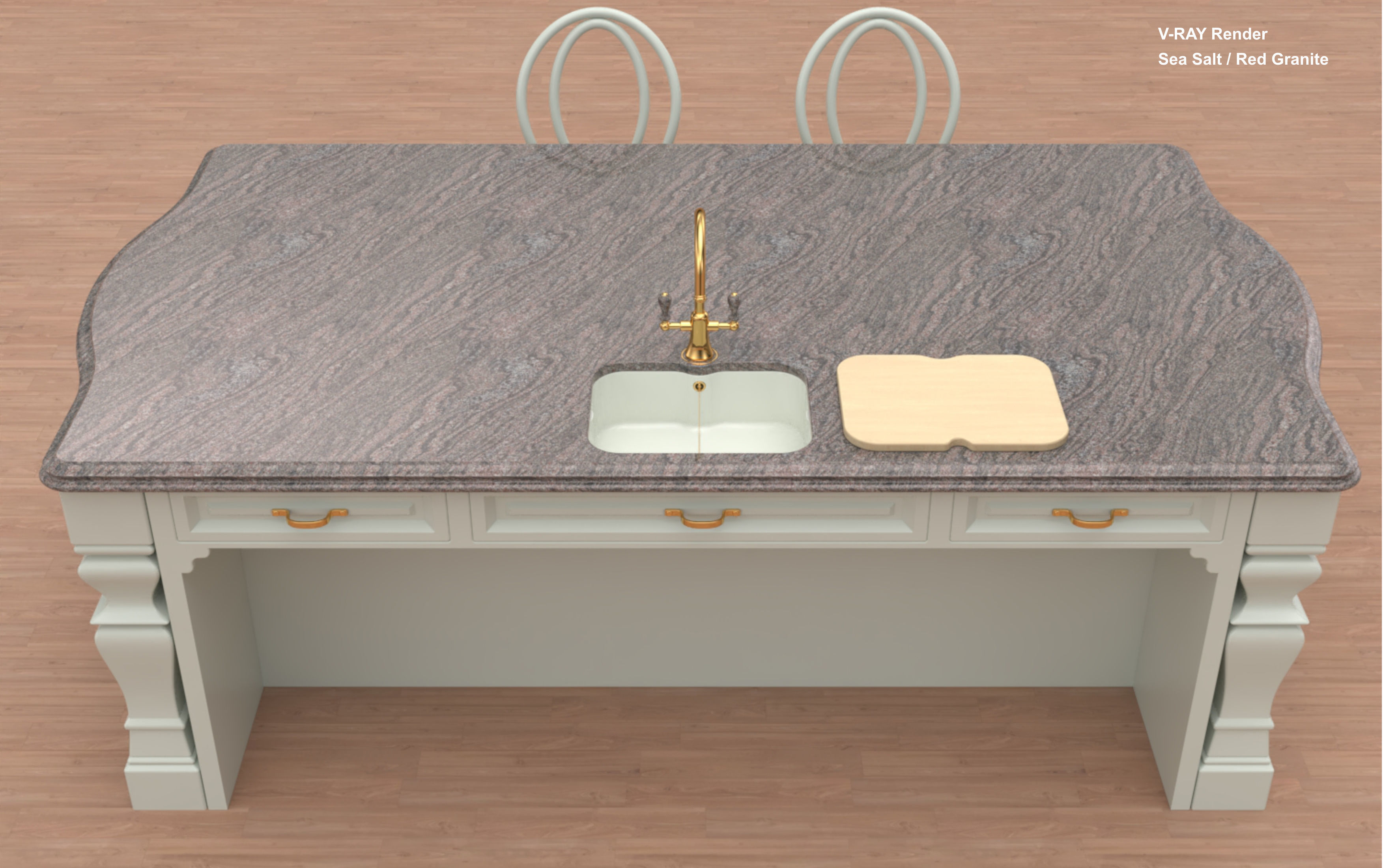 Kitchen Island With Basin Low-poly 3D model_24