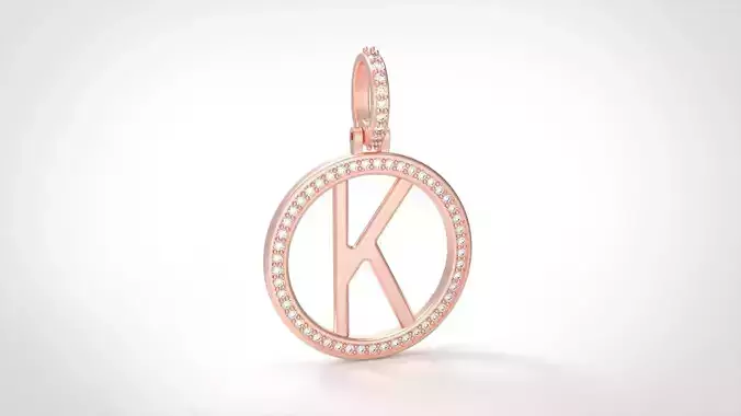 Model 480 Alphabets Necklace  The Letter K Circle Diamond 3D print model