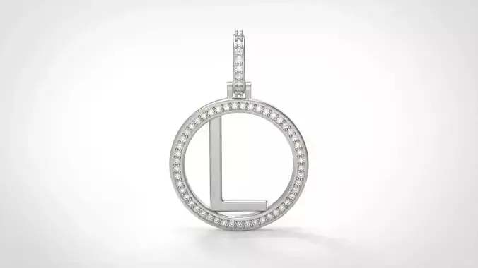 Model 481 Alphabets Necklace  The Letter L Circle Diamond 3D print model