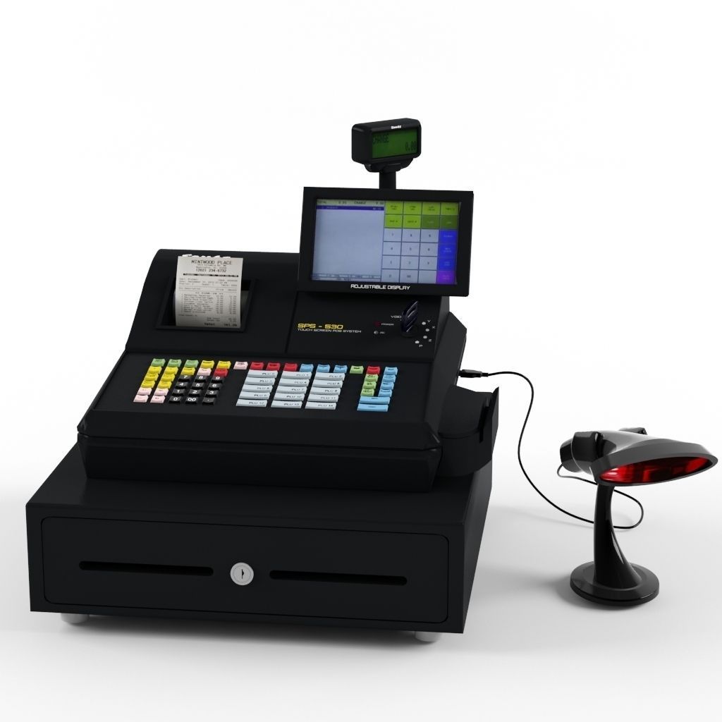 SAM4s Samsung SPS-530 Cash Register  with Barcode Reader 3D model_1