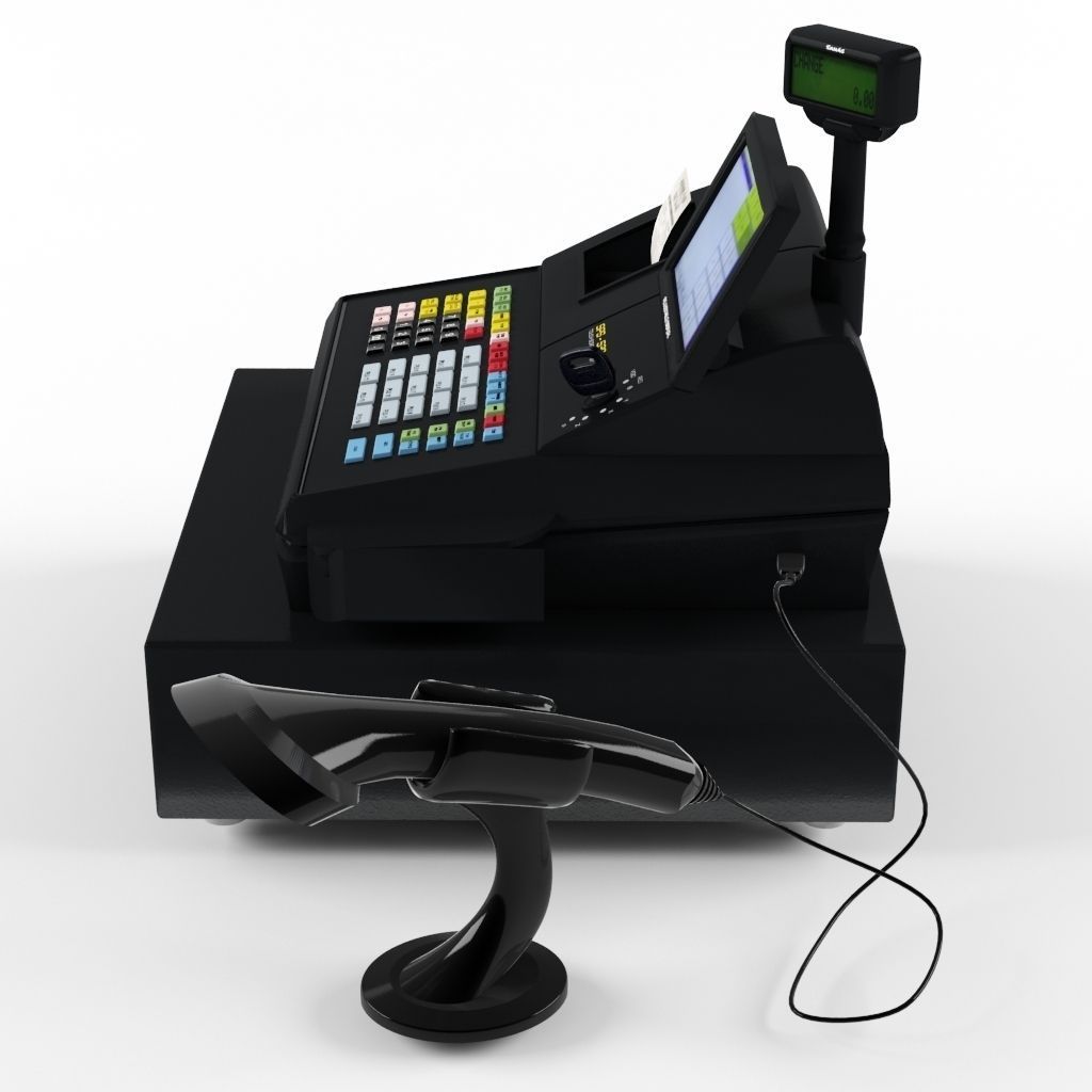 SAM4s Samsung SPS-530 Cash Register  with Barcode Reader 3D model_4