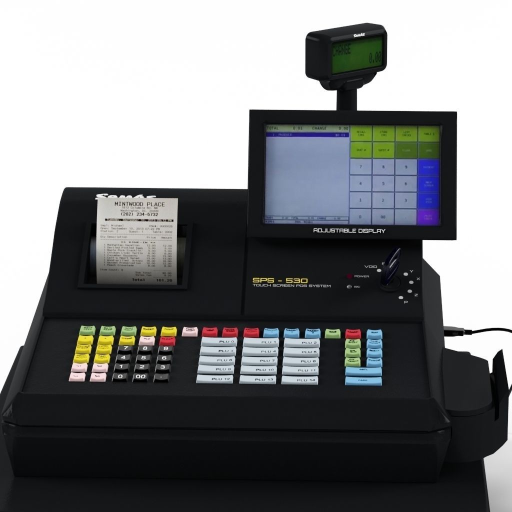 SAM4s Samsung SPS-530 Cash Register  with Barcode Reader 3D model_2