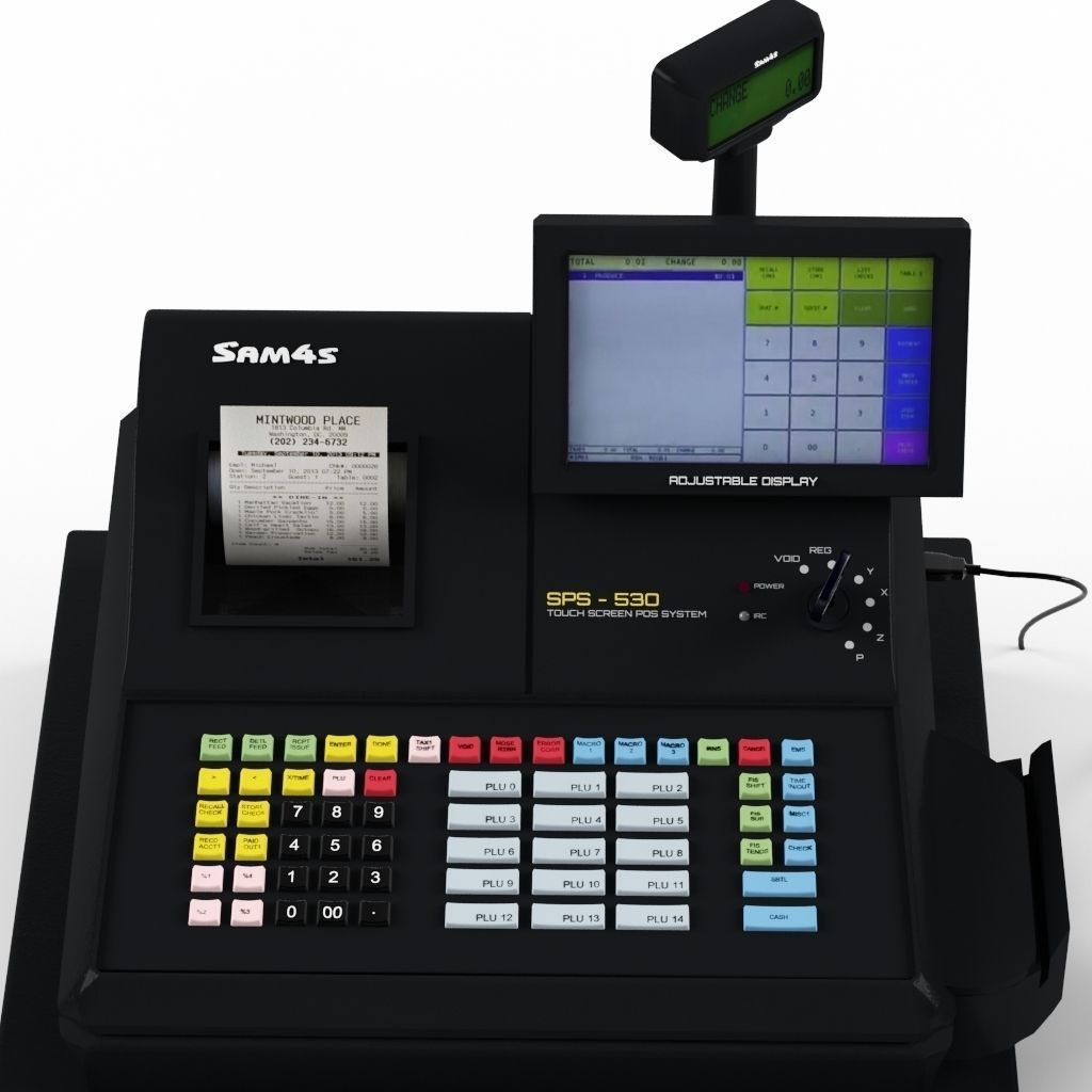 SAM4s Samsung SPS-530 Cash Register  with Barcode Reader 3D model_3