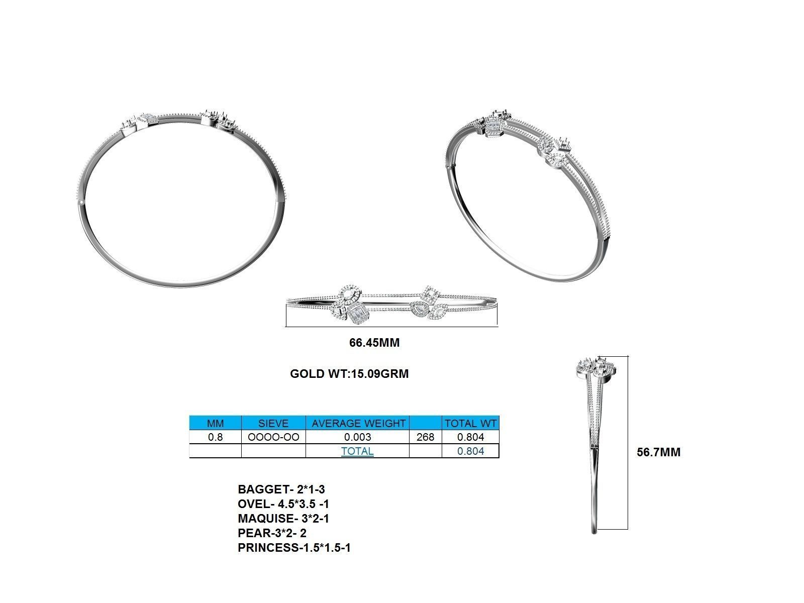Women bracelet 3dm stl render detail 3D print model_24