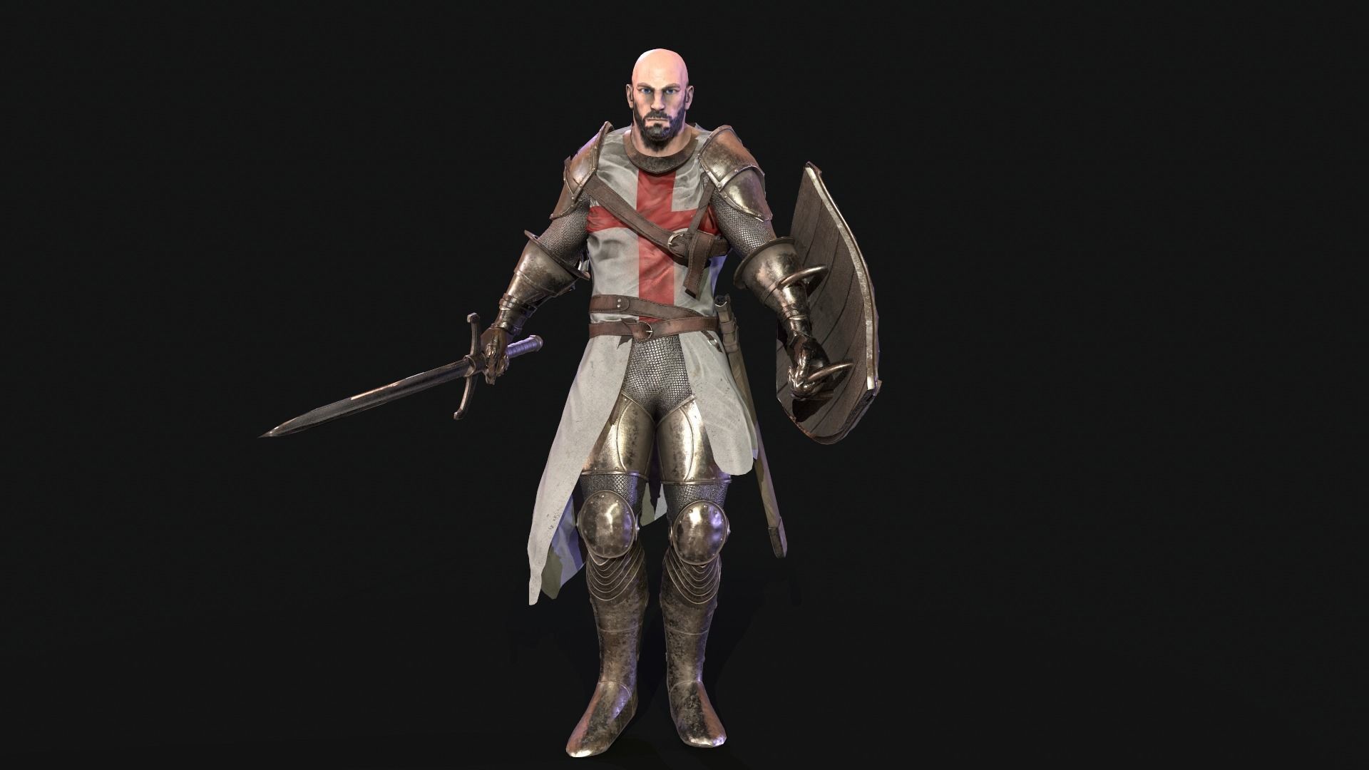 Knight Templar Low-poly 3D model_16