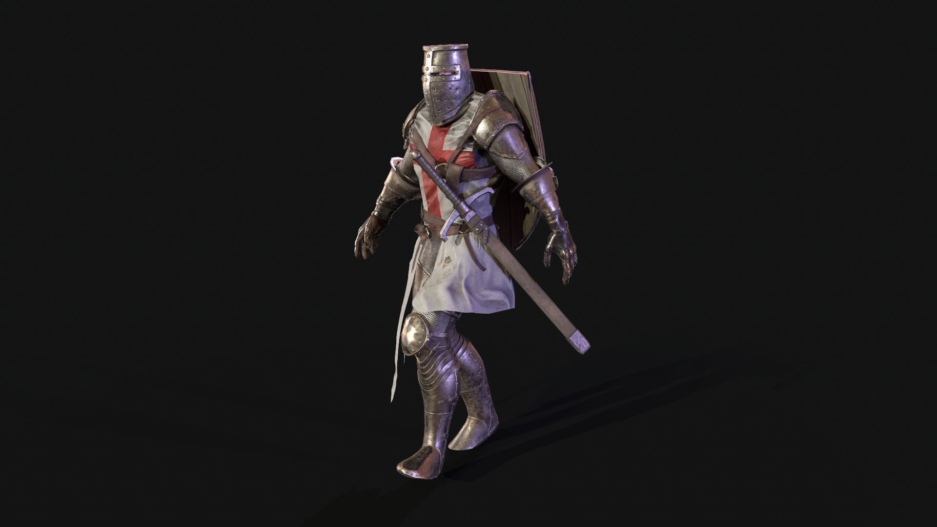 Knight Templar Low-poly 3D model_8