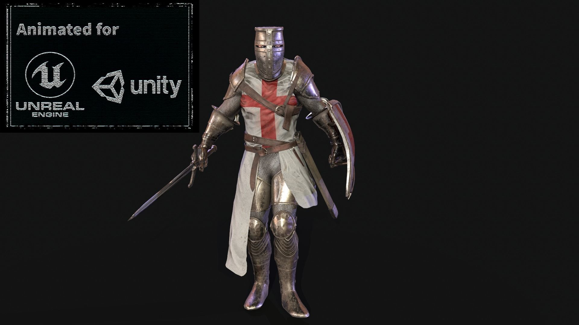 Knight Templar Low-poly 3D model_0