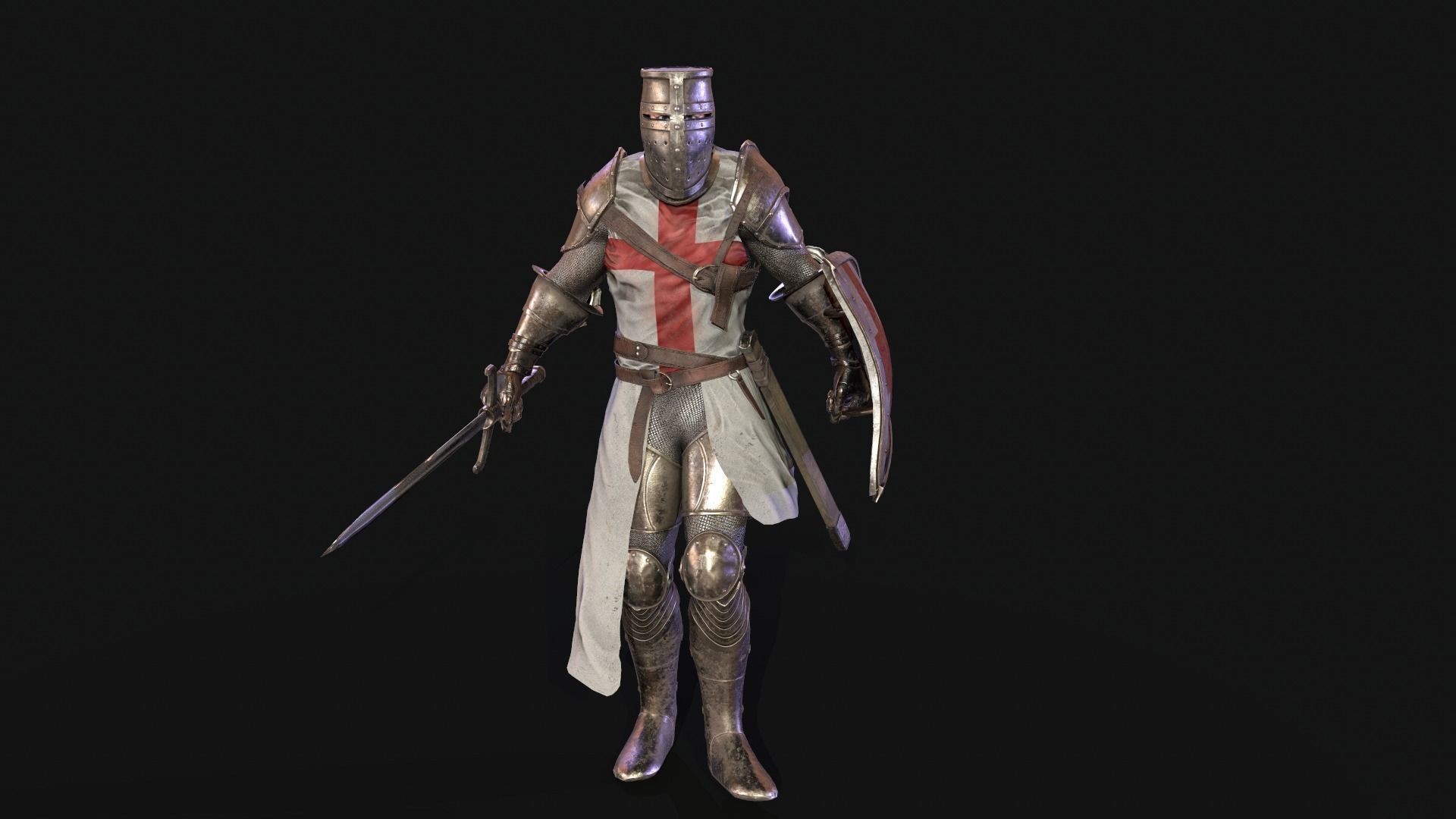 Knight Templar Low-poly 3D model_7