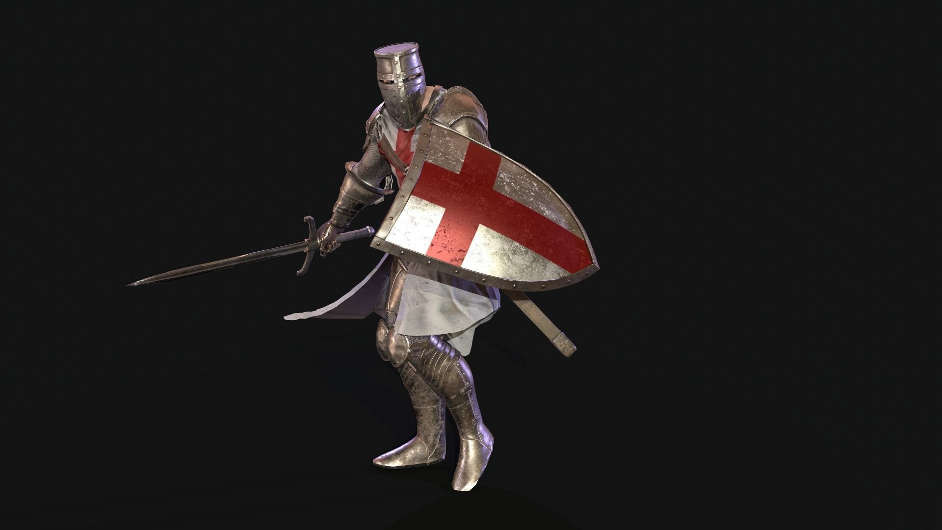 Knight Templar Low-poly 3D model_9
