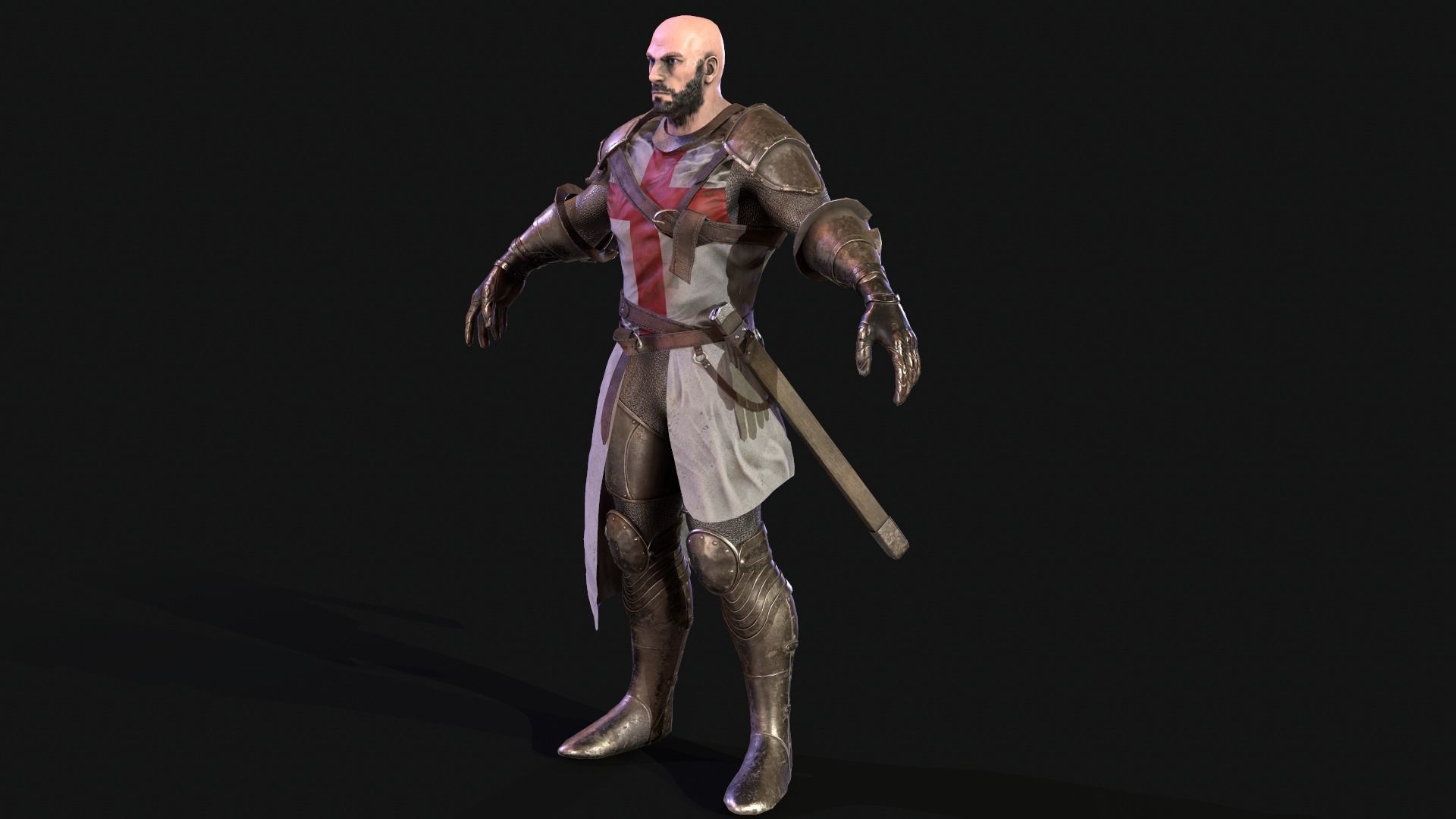 Knight Templar Low-poly 3D model_5