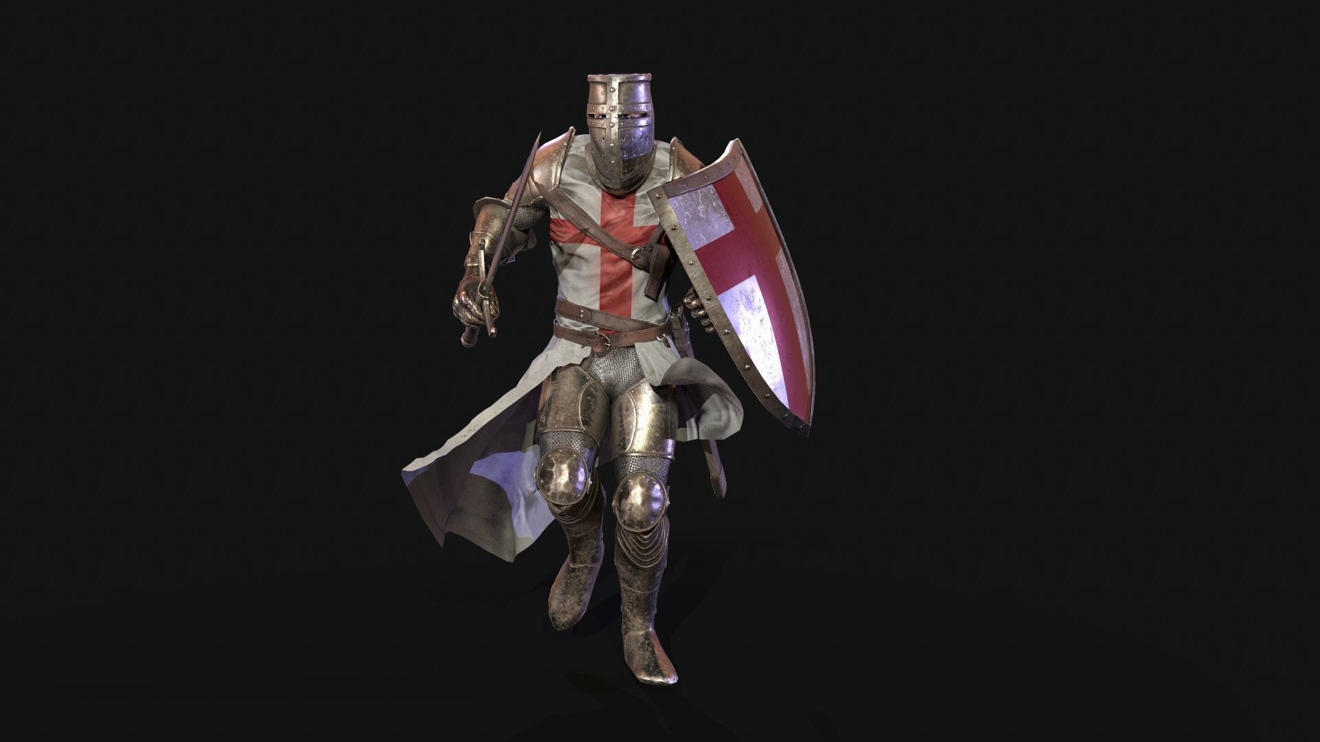 Knight Templar Low-poly 3D model_11