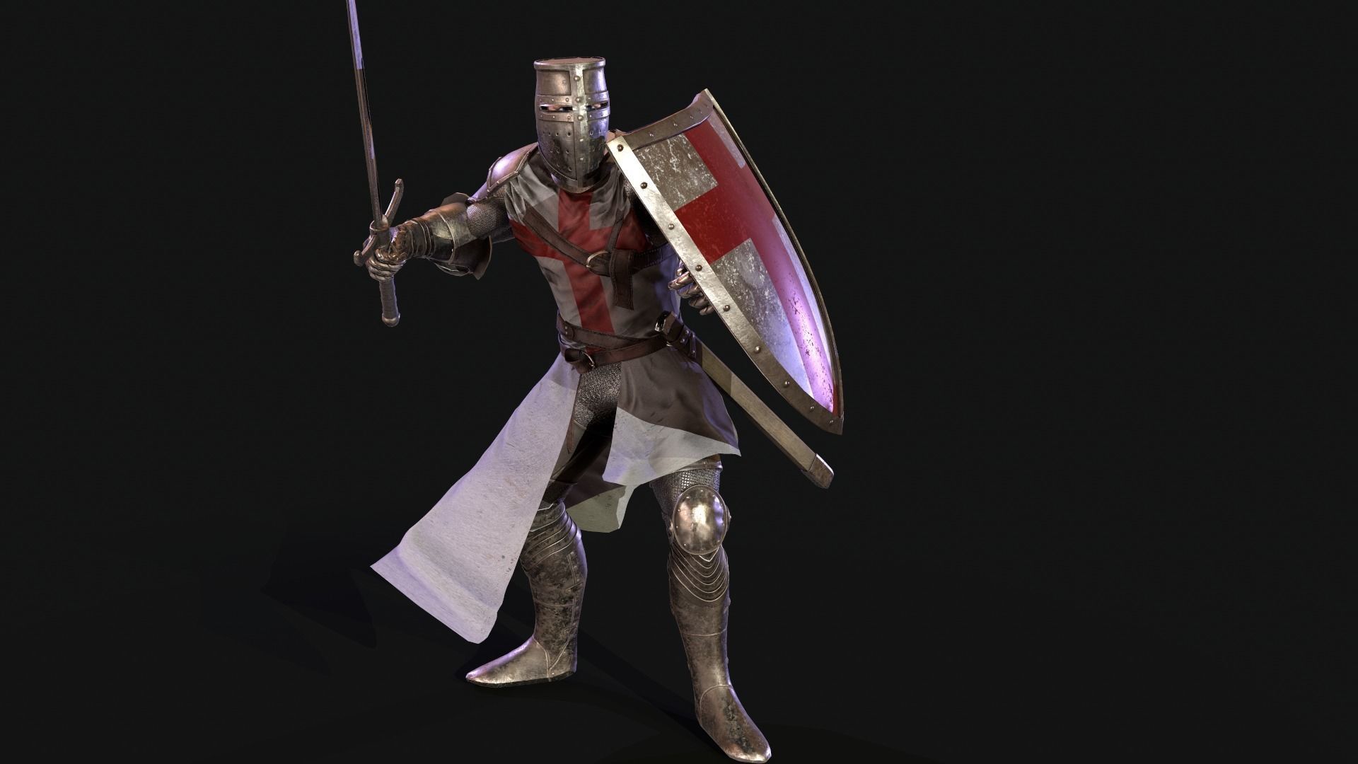 Knight Templar Low-poly 3D model_13