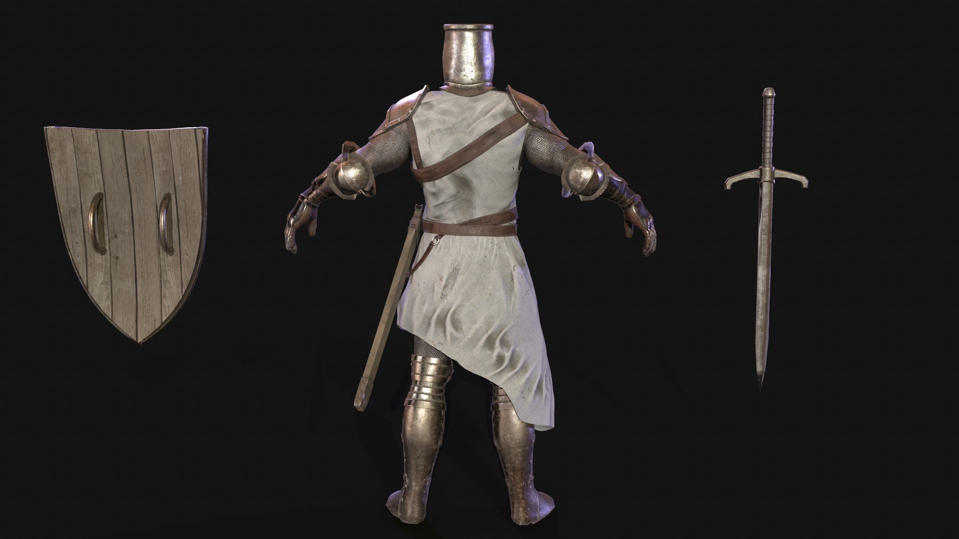 Knight Templar Low-poly 3D model_4