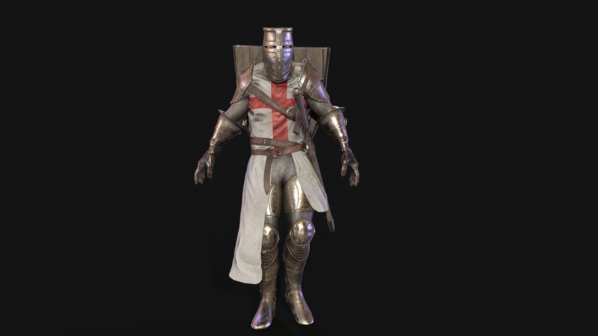 Knight Templar Low-poly 3D model_6