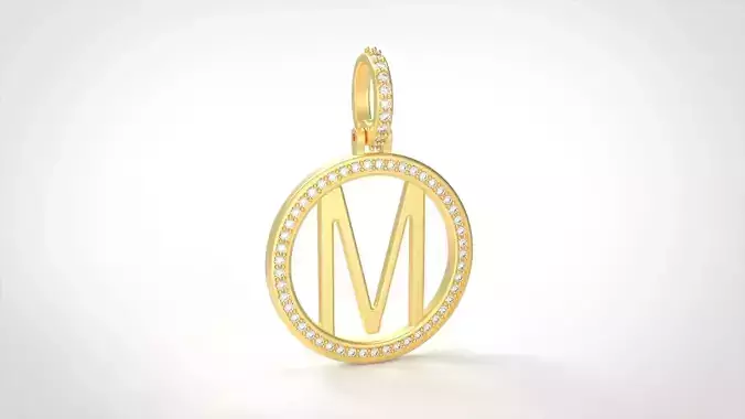 Model 482 Alphabets Necklace  The Letter M Circle Diamond 3D print model